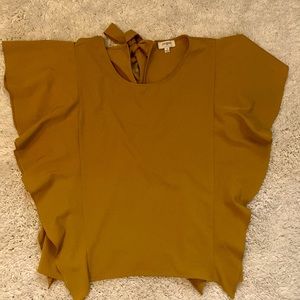 Umgee Short Sleeve Ruffle Top w/Round Neck & Tie Back Detail